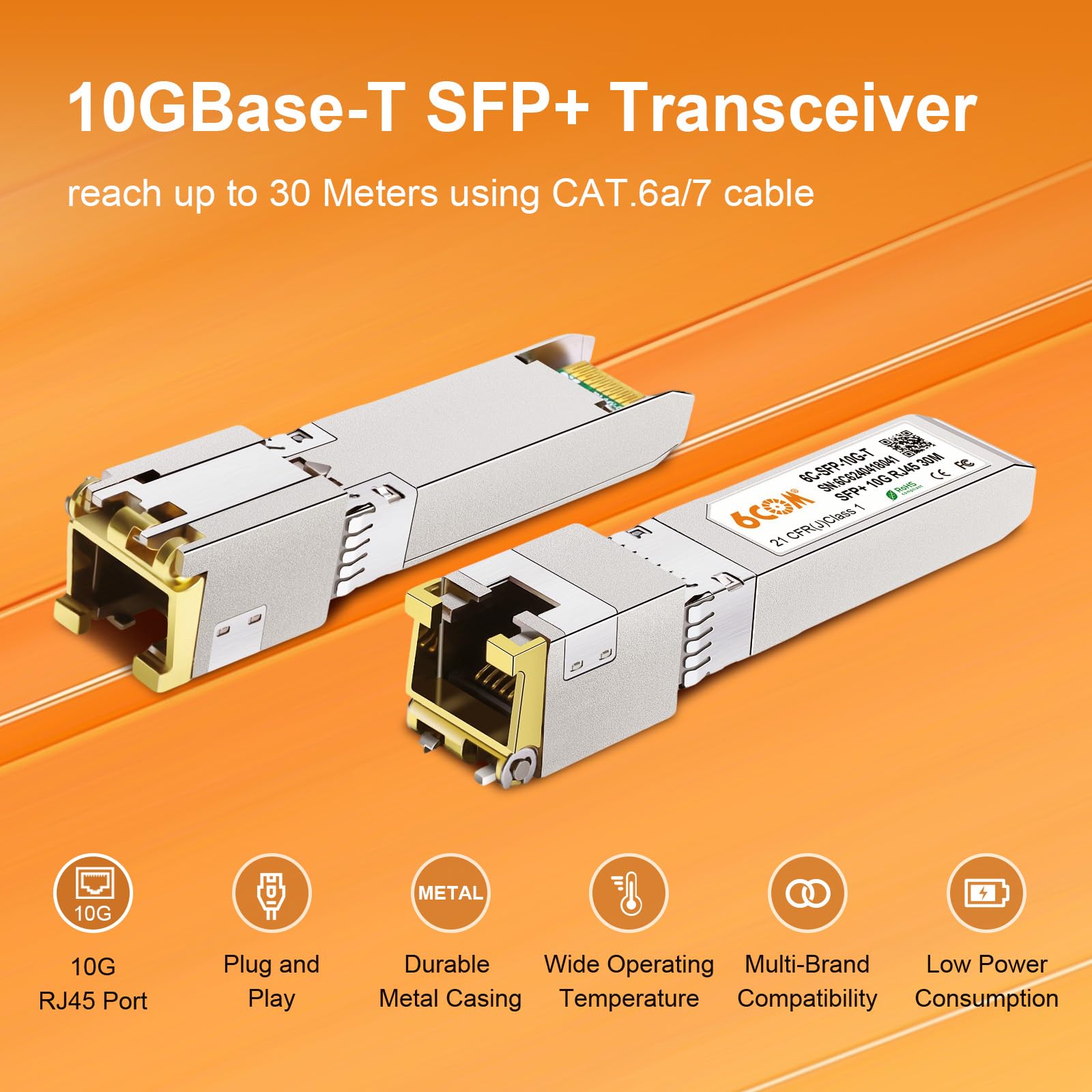 Amazon.co.jp: 10GBase-T SFP+ 銅 RJ45 モジュールトランシーバー、RJ